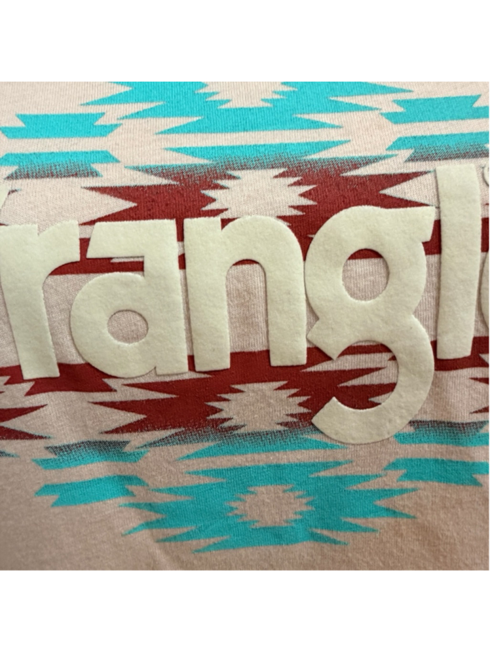Wrangler Rancher Shirts Aztec Logo Tee Pink Beige Short Sleeve Medium - Picture 4 of 6